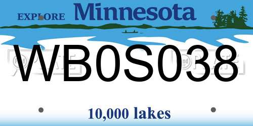 WB0S038 Minnesota License Plate