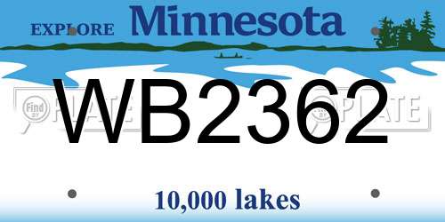WB2362 Minnesota License Plate