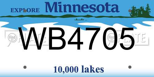 WB4705 Minnesota License Plate