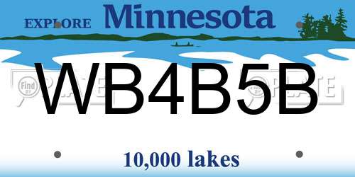 WB4B5B Minnesota License Plate