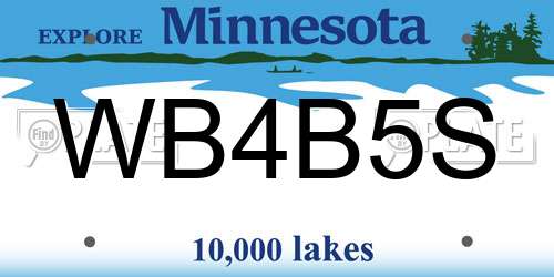 WB4B5S Minnesota License Plate