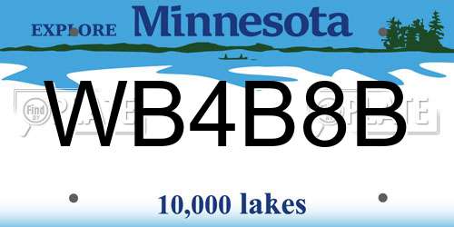 WB4B8B Minnesota License Plate