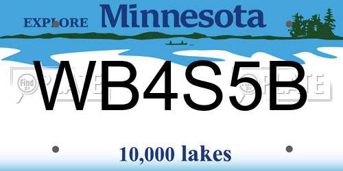 WB4S5B Minnesota License Plate