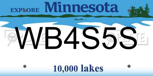 WB4S5S Minnesota License Plate