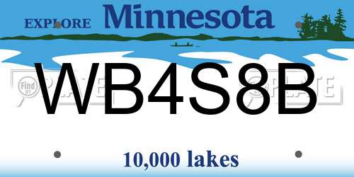 WB4S8B Minnesota License Plate