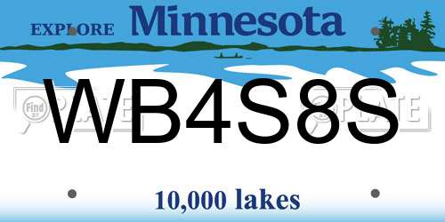 WB4S8S Minnesota License Plate