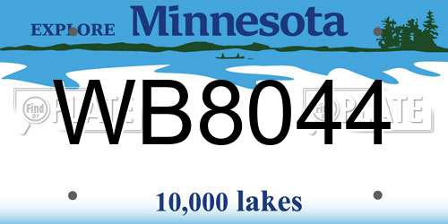 WB8044 Minnesota License Plate