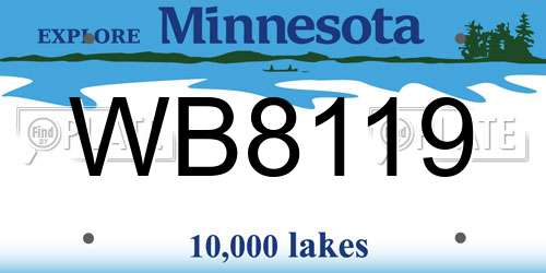 WB8119 Minnesota License Plate