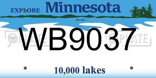WB9037 Minnesota License Plate