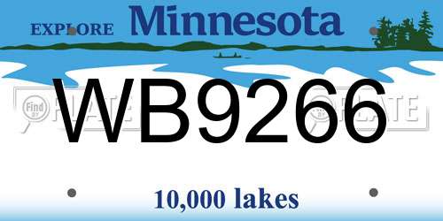 WB9266 Minnesota License Plate