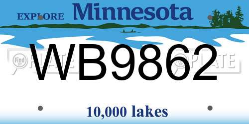 WB9862 Minnesota License Plate
