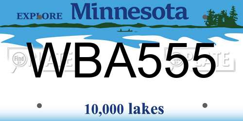 WBA555 Minnesota License Plate