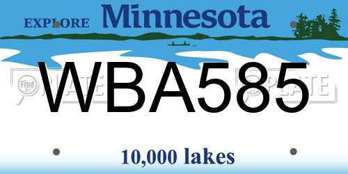 WBA585 Minnesota License Plate