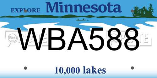 WBA588 Minnesota License Plate