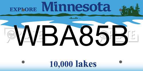 WBA85B Minnesota License Plate