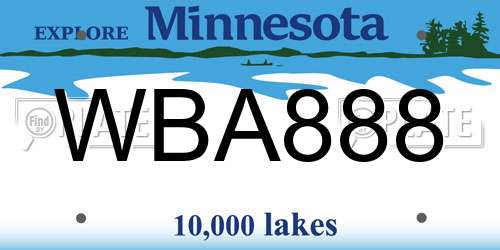 WBA888 Minnesota License Plate
