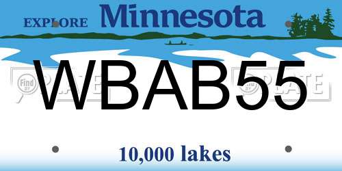 WBAB55 Minnesota License Plate