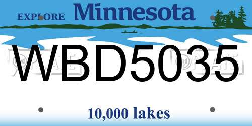 WBD5035 Minnesota License Plate