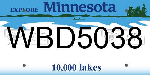 WBD5038 Minnesota License Plate