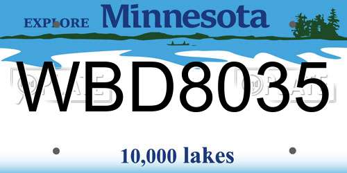WBD8035 Minnesota License Plate