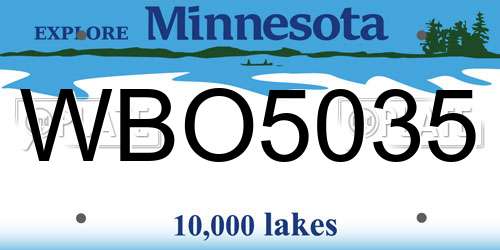 WBO5035 Minnesota License Plate