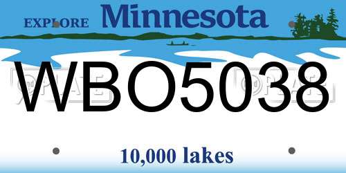 WBO5038 Minnesota License Plate