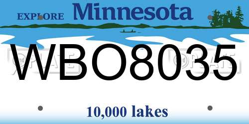 WBO8035 Minnesota License Plate