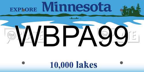 WBPA99 Minnesota License Plate
