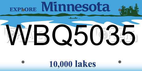 WBQ5035 Minnesota License Plate