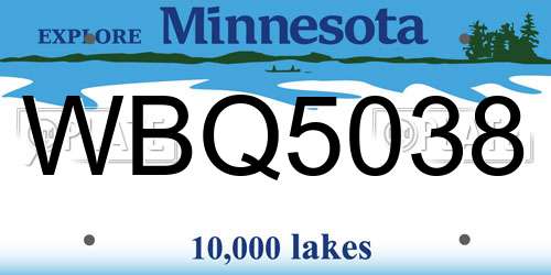 WBQ5038 Minnesota License Plate