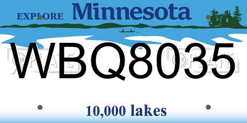 WBQ8035 Minnesota License Plate