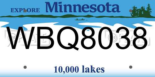 WBQ8038 Minnesota License Plate