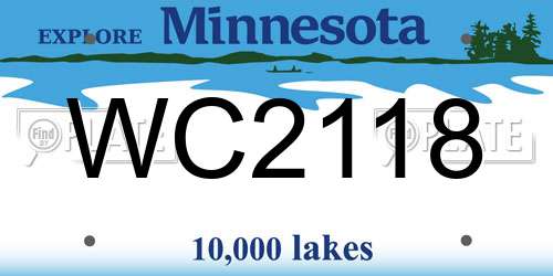 WC2118 Minnesota License Plate