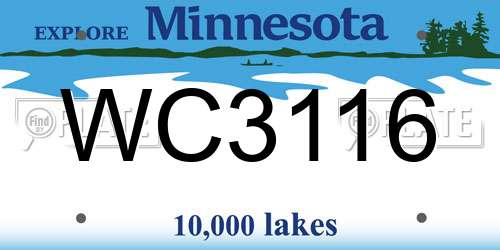 WC3116 Minnesota License Plate