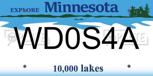 WD0S4A Minnesota License Plate