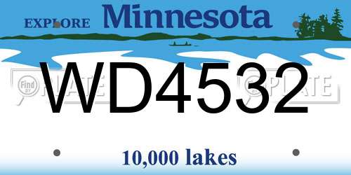 WD4532 Minnesota License Plate