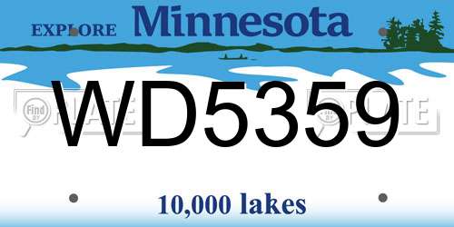 WD5359 Minnesota License Plate
