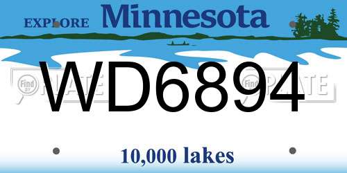 WD6894 Minnesota License Plate