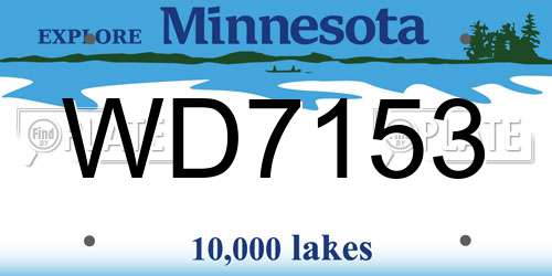 WD7153 Minnesota License Plate