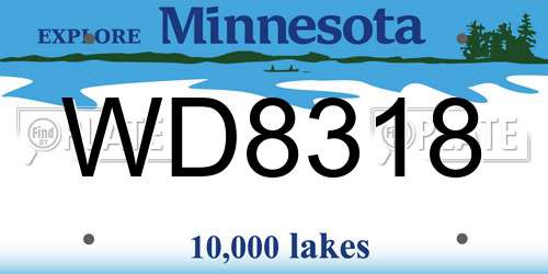 WD8318 Minnesota License Plate