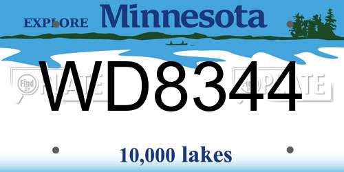 WD8344 Minnesota License Plate