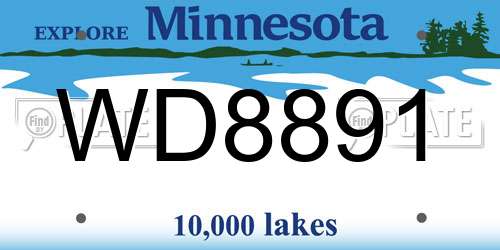 WD8891 Minnesota License Plate
