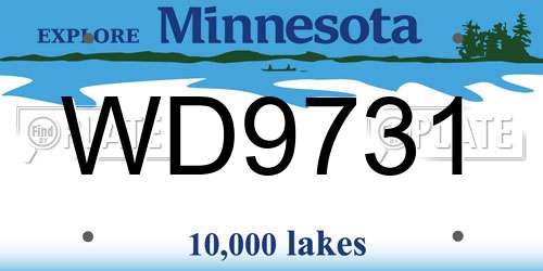 WD9731 Minnesota License Plate