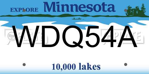 WDQ54A Minnesota License Plate