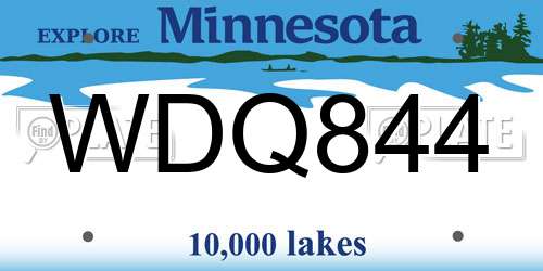WDQ844 Minnesota License Plate
