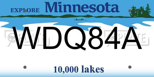 WDQ84A Minnesota License Plate