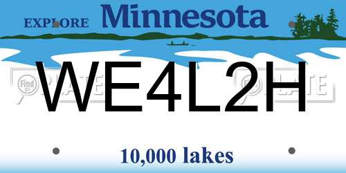 WE4L2H Minnesota License Plate