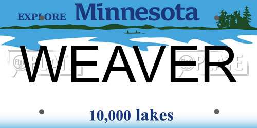 WEAVER Minnesota License Plate