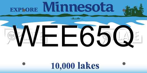 WEE65Q Minnesota License Plate