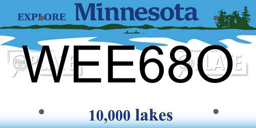 WEE68O Minnesota License Plate